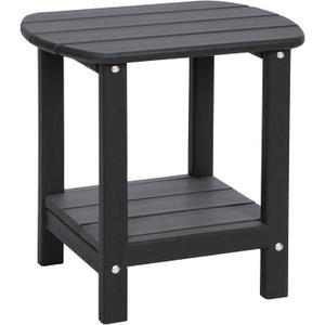 Outdoor Side Table 2 -Tier Adirondack Table HDPE Patio Side Table Weather Resistant End Table Small Outdoor Table (Black)