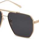 SOJOS Retro Oversized Square Polarized Sunglasses for Women Men Vintage Shades Classic Large Metal Sun Glasses