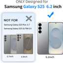 Anti-Yellowing for Samsung Galaxy S25 Crystal Clear Case with Screen Protector*1 Camera Lens Protector*1, [12FT Mil-Grade Protection], Cover for Samsung Galaxy S25 6.2 inch, Clear