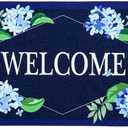 Evergreen Flag Hydrangea Welcome Sassafras Switch Mat | Interchangeable Entrance Doormat | Indoor and Outdoor | 22-inches x 10-inches | Non-Slip Backing | All-Season | Low Profile | Home Dcor