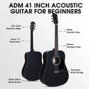 ADM Dreadnought Acoustic Guitar Kit with Free Lesson for Beginner Adult Teen Full Size Acustica Guitarra Starter Bundle Set w/Bag Strap Tuner Capo Pickguard Music Stand Right Hand(Black 1, 41 Inch)