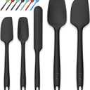 Coukre Silicone Spatula Set of 5,High Temperature Resistant, Food Grade Silicone, Dishwasher Safe, for Baking, Cooking (Pure Black)