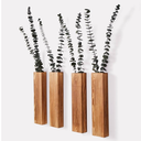 Cozyscope 4-Pack Wood Wall Planters for Fake Plants and Dried Flowers Stems, 12" Slim Modern Wooden Vases Wall Decor for Living Room, Bedroom, Bathroom, Apartment