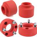 Leveling Lift Kit for 2009-2024 Ram 1500 4WD, 3'' Front Struct Spacers + 2'' Rear Leveling Lift Blocks Kit with Extended Square U-Bolts, Wrinkle Red