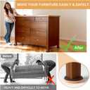 4" Felt Furniture Sliders for Hardwood Floors, 8 PCS Furniture Pads for Tile Floors, Furniture Movers Sliders for Heavy Furniture, Felt Sliders Move Large Furniture Easily