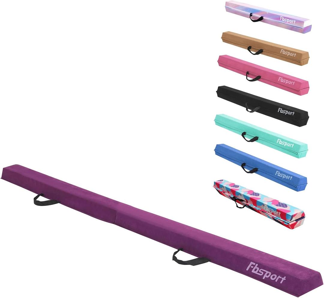 FBSPORT 8ft Balance Beam: Folding Floor Gymnastics Equipment for Kids Adults,Non Slip Rubber Base, Gymnastics Beam for Training, Practice, Physical Therapy and Professional Home Training (Purple)