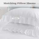 Ruffle Duvet Cover King Size, 3PCS Soft Washed Microfiber Vintage French Country Duvet Cover Set with Button Closure, White, 104x90 in