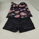 Mooncore Womens Plus Size Tankini Swimsuits Two Piece Tummy Control Bathing Suits Swim Tank Tops with Boy Shorts Swimwear (XX-Large Plus, Black Flowers)