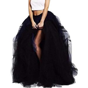 Lisong Women Maxi Tulle Floor Length Layered High Waist Spectial Occasion Skirt (XS, Black)