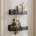 2 Pack Magnetic Spice Rack for Refrigerator, Black Magnetic Shelf and Fridge Kitchen Cabinet Organizers Storage Seasoning Organization Mini Shelves