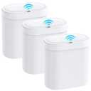 jinligogo 3 Pack 5 Gallon Bathroom Trash Can with Lid, Automatic Motion Sensor White Trash Can, Touchless Slim Waterproof Garbage Bin for Kitchen, Bedroom, Office, and Bathroom