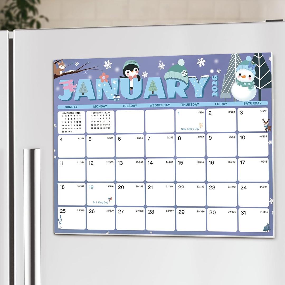 2026-2027 Magnetic Calendar for Refrigerator, 18 Monthly Fridge Calendar Magnet January 2026 to June 2027, 11" X 8.5" (Seasonal Designs)