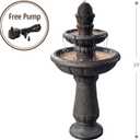 Teamson Home Deluxe Pineapple Pedestal 2 Tiered Floor Waterfall Fountain with Pump for Outdoor Patio Garden Backyard Decking, 39 Inch Height, Iron Gray