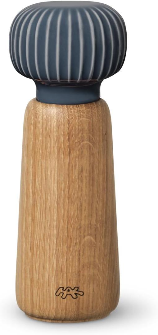 Kahler Hammershoi Salt and Pepper Grinder, Anthracite Grey, 7.3"H x 2.6"D, Designed by Hans-Christian Bauer, Gift Box Included