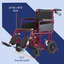 Medline Aluminum Bariatric Transport Chair with Elevating Legrests, Swing Back Desk Length Arms, 22" Seat, 400-lb. Capacity