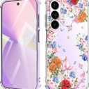 for Samsung Galaxy A26 Case 5G Flowers Slim Anti-Drop Shockproof Protective Soft Shockproof Clear Phone Protective Covers 6.7 Inch for Women Pink Romance