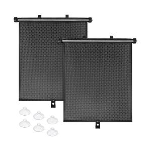 HAMOJUF 2PCS Car Window Shades for Baby, Retractable Auto Sun Shade Blocker with Suction Cups, Roller Vehicle Side Window Glare Shield UV Rays Protection Accessory, Universal Fit (19.69 x 19.69 Inch)