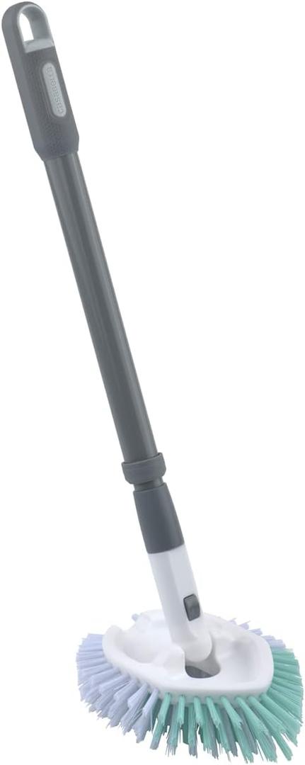 Casabella Tub & Tile Brush - Bathroom Cleaning Brush, Extendable Handle, All-Around Dual Bristles, Bristled Head, Non-Slip Grip (1 CT)