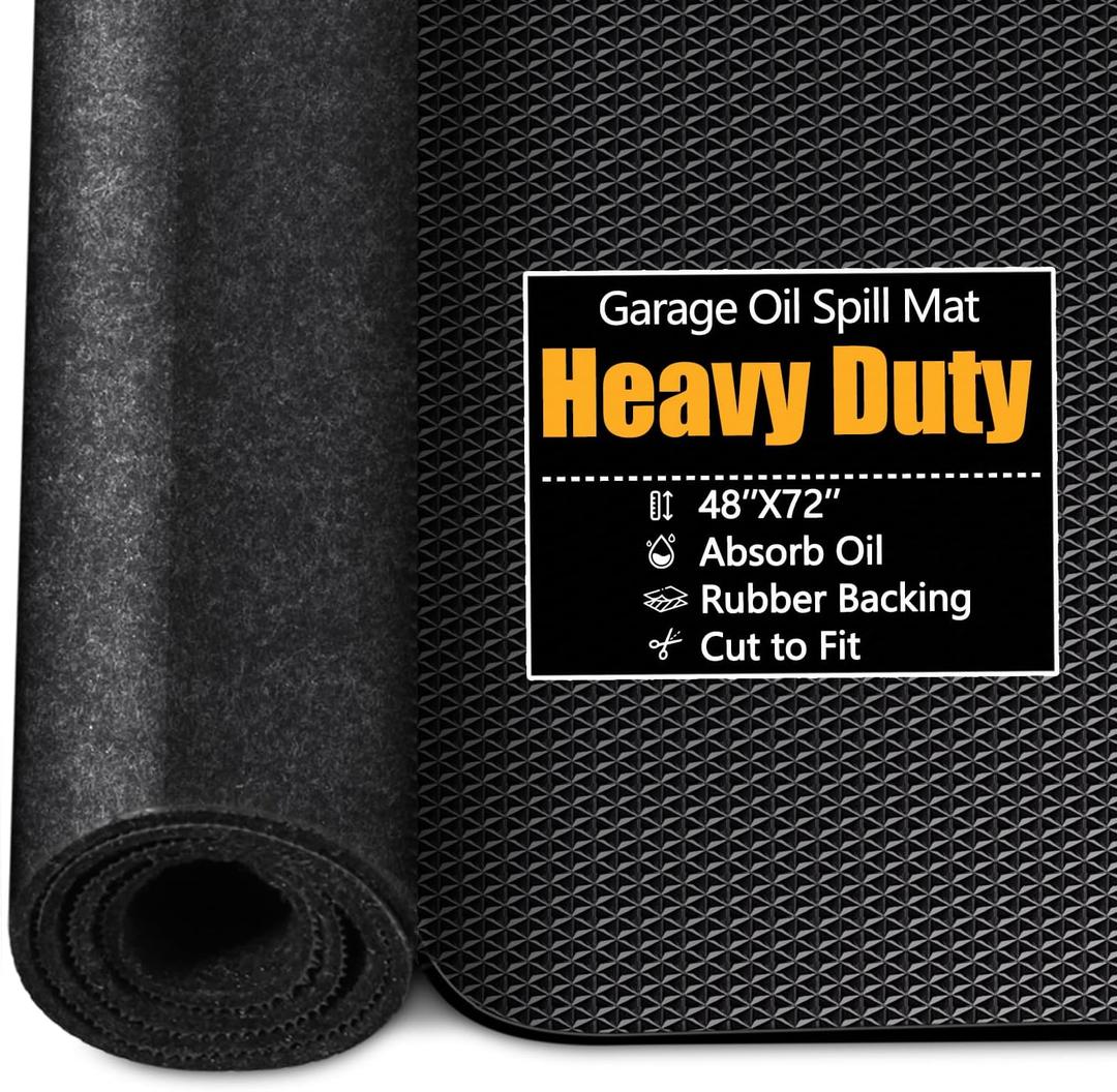 Garage Floor Mat, 48" x 72" Oil Spill Mat for Under Car, Heavy Duty Garage Mat with Rubber Backing, Absorbent Pads for All Types of Spills, Durable, Reusable