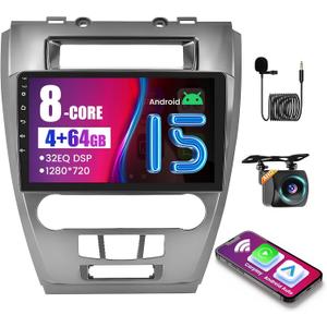 4+64GB Radio for Ford Fusion Mustang Mondeo 2009-2012 Android 15 CarPlay Stereo 8 Core 10.1" Touchscreen GPS DSP 59UI Backup Camera
