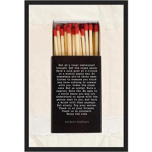 Framed Eat at Local Anthony Bourdain Matchbox Quote Canvas Wall Art Prints Vintage Matchbox Typography Picture Minimalist Motivational Literary Artwork for Office Study Home Decor 8x12inch