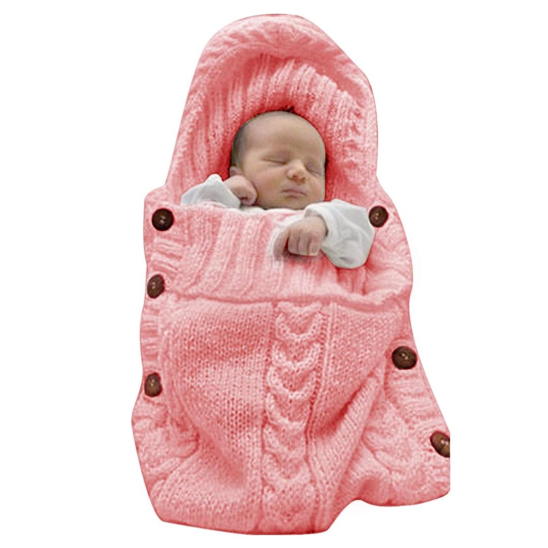 XMWEALTHY Newborn Baby Wrap Swaddle Blanket Knit Sleeping Bag Sleep Sack Stroller Wrap for Baby (Light Pink) (0-6 Month)