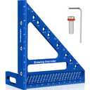 Quick-Set 3D Measuring Square - Multi-Angle Carpenter's Tool with Angle Pin for Woodworking,Imperial Line Ruler, Essential Woodcraft Layout Aid, Blue