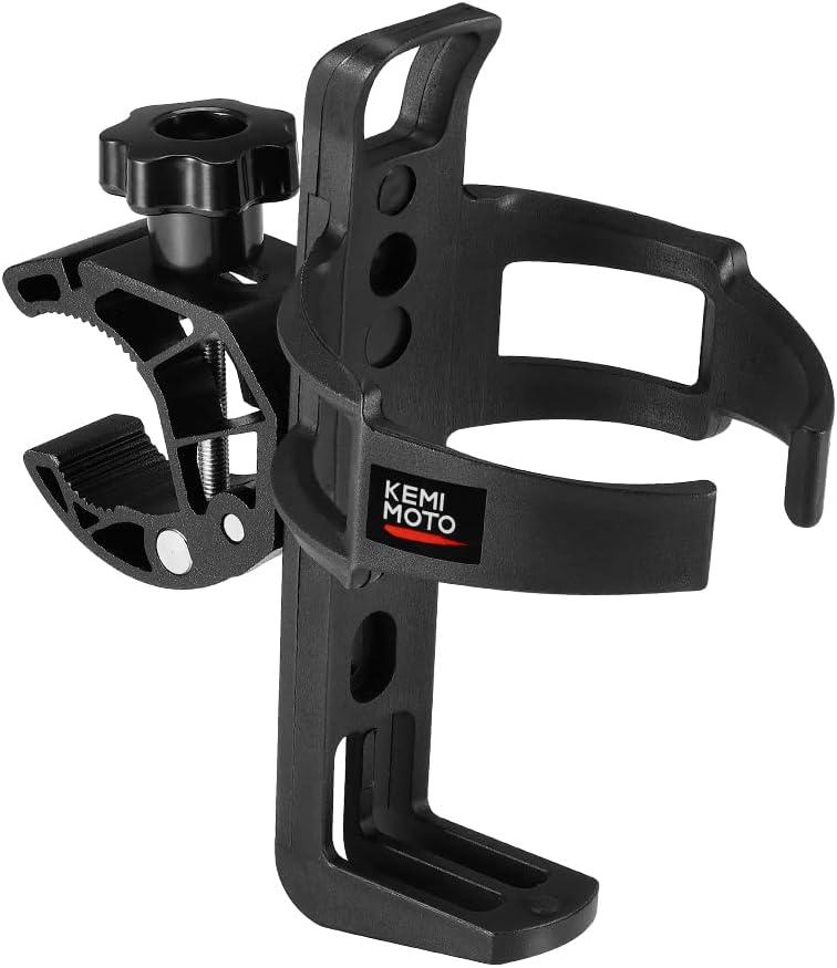 KEMIMOTO ATV Cup Holder Motorcycle Bottle Holder Universal Drink Holder with 0.6-1.56in Metal Clamp for 20oz Bottle for Bike, Boat, Stroller, Walker, Wheelchair, Scooter, Golf Cart
