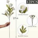 VIERENA 12 Pcs Faux Silk Peony Artificial Flowers for Vase -27", Bulk Fake Peonies Branches with Stems for DIY Bouquet Centerpieces Wedding Fillers Arrangements Shower Decorations (Cream)