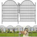 5 Panels No Dig Decorative Garden Fence with Gate, 40in(H) x11.8ft(L)