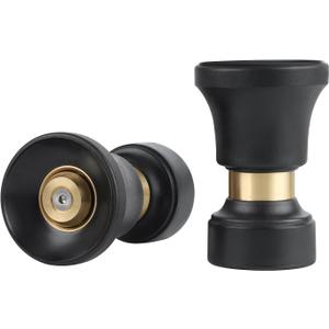 Hose Nozzle, Lichamp 2 Pack Heavy Duty Brass Fireman Style High Power Leak Proof Adjustable Garden Water Sprayer, Suitable for Car Wash, Patio Cleaning, Watering Lawn and Garden, Shower Pets (Black)