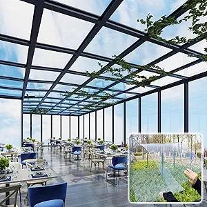 Clear Polycarbonate Roofing Sheet 3.3x16.4ft, Pergola Patio Greenhouse Roof Panels Rain Protection Shed Canopy Awning for Outdoor Gardening Chicken Coop Cover Window Well Covers (1x5m)