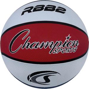 Champion Sports Rubber Junior Basketball, Heavy Duty - Pro Style Basketballs Premium Basketball Equipment, Indoor Outdoor - (Size 5 - Red, White, Blue)