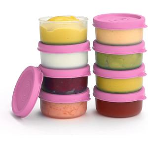 Condiment Cups Containers with Lids- 8 pk. 1.3 oz.Salad Dressing Container to go Small Food Storage Containers with Lids- Sauce Cups Leak proof Reusable Plastic BPA free for Lunch Box Picnic Travel (Pink)