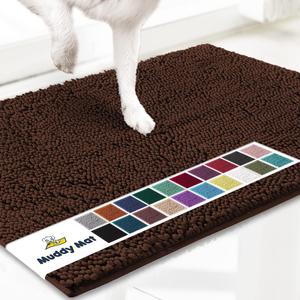 Muddy Mat AS-SEEN-ON-TV Highly Absorbent Microfiber Door Mat and Pet Rug, Non Slip Thick Washable Area and Bath Mat Soft Chenille for Kitchen Bathroom Bedroom Indoor and Outdoor - Brown XXXL 72"X48"