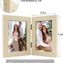 Frametory, 4x6 Double Picture Frame - Real Glass Hinged 2 Photos Collage, Desktop Picture Frame Standing Vertical (Natural, 1 Pack) (Beige)