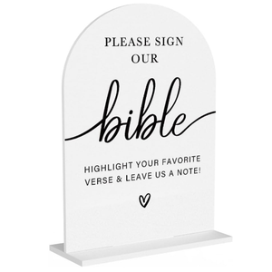 Acrylic Wedding Sign Wedding Signs for Ceremony Please Sign Our Bible Sign for Wedding Modern Calligraphy Arch Acrylic Table Top Sign for Wedding Reception and Event Party Table(white)