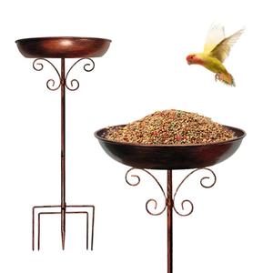 Vintage Metal Bird Bath & Feeder