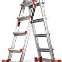 Soctone Ladder, A Frame Extension Ladder, Multi Position with Stabilizer Bar, 330 lbs Weight Rating Telescoping Ladder for Household or Outdoor Work, 14 Ft, Orange