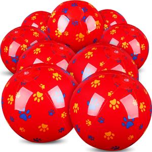 Hollowfly 12 Pack Red Dog Paw Themed Beach Ball for Kids 7.87" Bulk for Summer Pool and Beach Game Gifts Red and Dog Birthday Party Supplies and End of the Year Class Party Decorations Favor