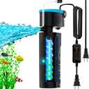 U - V Aquarium Filter with Timer (3/6/12/24 Hours) for Green Water Cleaning, Fish Tank Filter with Aeration & Rainfall Mode, Turtle Filter with Efficient Filter Sponge for Tanks 60-150 Gallon