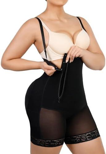 SHAPELLX Tummy Control Shapewear Faja Colombianas Side Zipper Body Shaper Plus Size Postpartum Bodysuit With Butt Lift, 3XL