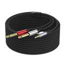 3.5mm 1/ 8 Stereo to Dual 1/ 4 TS Mono Y Splitter Audio Cable Adapter Compatible with iPhone, PC, Computer Sound Card, Mixer, Multimedia Speaker, Home Stereo System 25FT