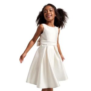 Amatesay Princess Silky Satin Dress Toddlers Wedding Flower Girls Dresses for Kids Christmas Ivory Size 10