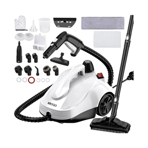 Steam Cleaner, Steam Mop with 23 Accessories, Powerful Multipurpose Portable Steamer for Cleaning to Remove Grime, Grease, for Multi-Purpose and Multi-Surface Floors, 16.4ft Power Cord, White