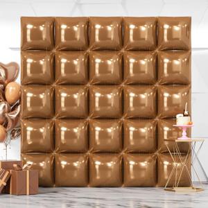NISOCY Thanksgiving Fall Balloons 25PCS Brown Square Foil Balloons Wall Backdrop Double Sided Brown Balloon Tunnel Arch Kit for Birthday Wedding Graduation Baby Bridal Shower Party Decorations (A06 - Metallic Brown)