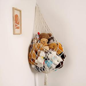 Amdermi Novel Stuffed Animal Hammock Corner Hanging Net for Stuff Animal Storage Macrame Toy Display Plush Toy Holder-Perfect for The Tiny Space Walls (cream, XXL)