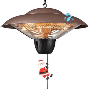 Danluke Patio Heater for Outdoor Use 1500W Electric Infrared Hanging Heater, Ceiling Mounted, Waterproof for Porch, Garage, Balcony, Brown
