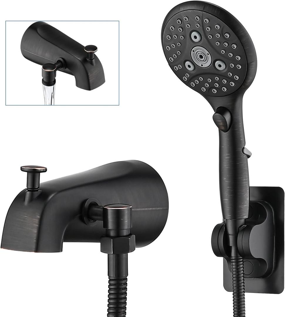 PROOX All Metal Bathtub Faucet with Sprayer Oil Rubbed Bronze,6 Settings Hand held Shower with ON/Off Pause Switch, Bathtub Faucet with Sprayer