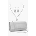 FEYIR Clutch Purse Jewelry Set for Women Evening Bags Rhinestone Crystal Necklace Earrings Bracelet Set Formal Wedding Bridal Accessories Jewelry for Prom